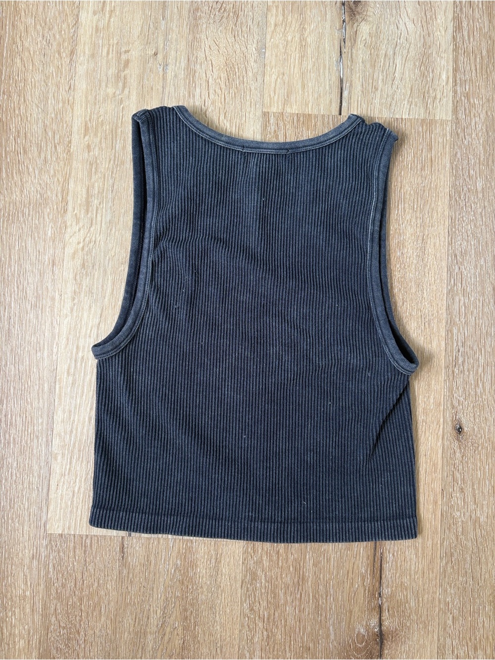 Washed Black Ribbed Tank Crop Top - Picture 5 of 5
